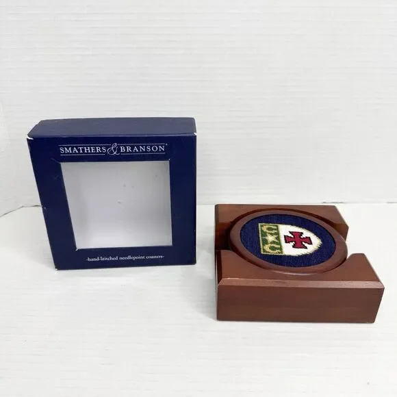 Smathers & Branson Hand-Stitched Needlepoint Coaster Set- CC Shield Crest Logo - Picture 5 of 11